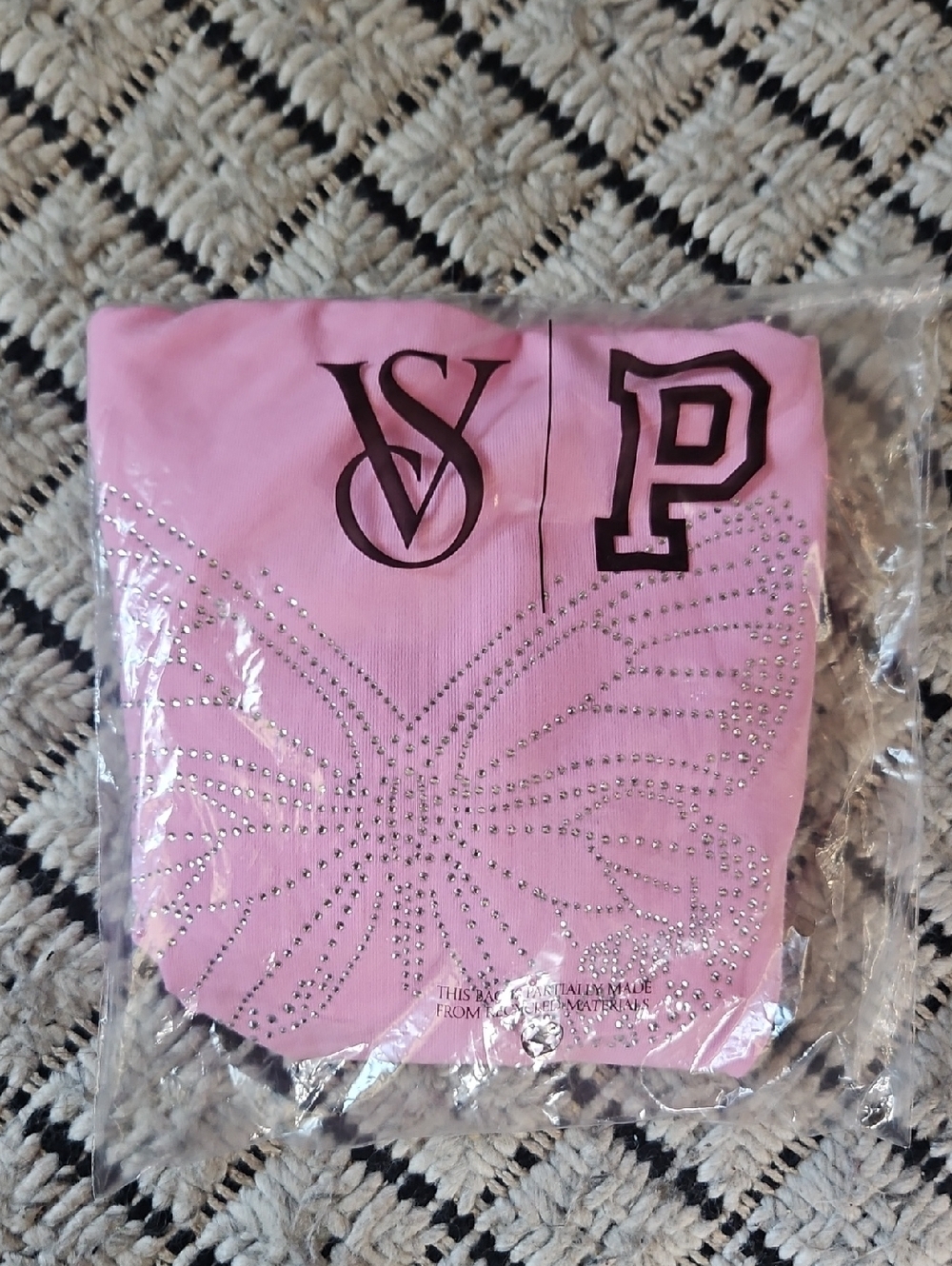 PINK VICTORIA'S SECRET All Day Ruched Tube Top Y2K PINK BUTTERFLY BLING New Med - Picture 9 of 12